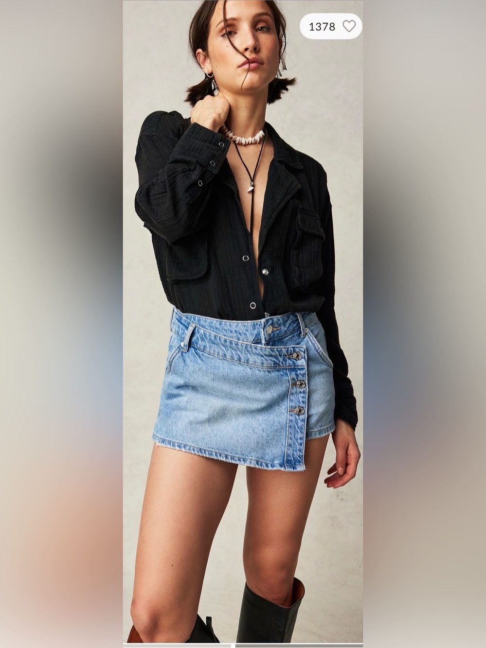 Free people wynne denim skirt